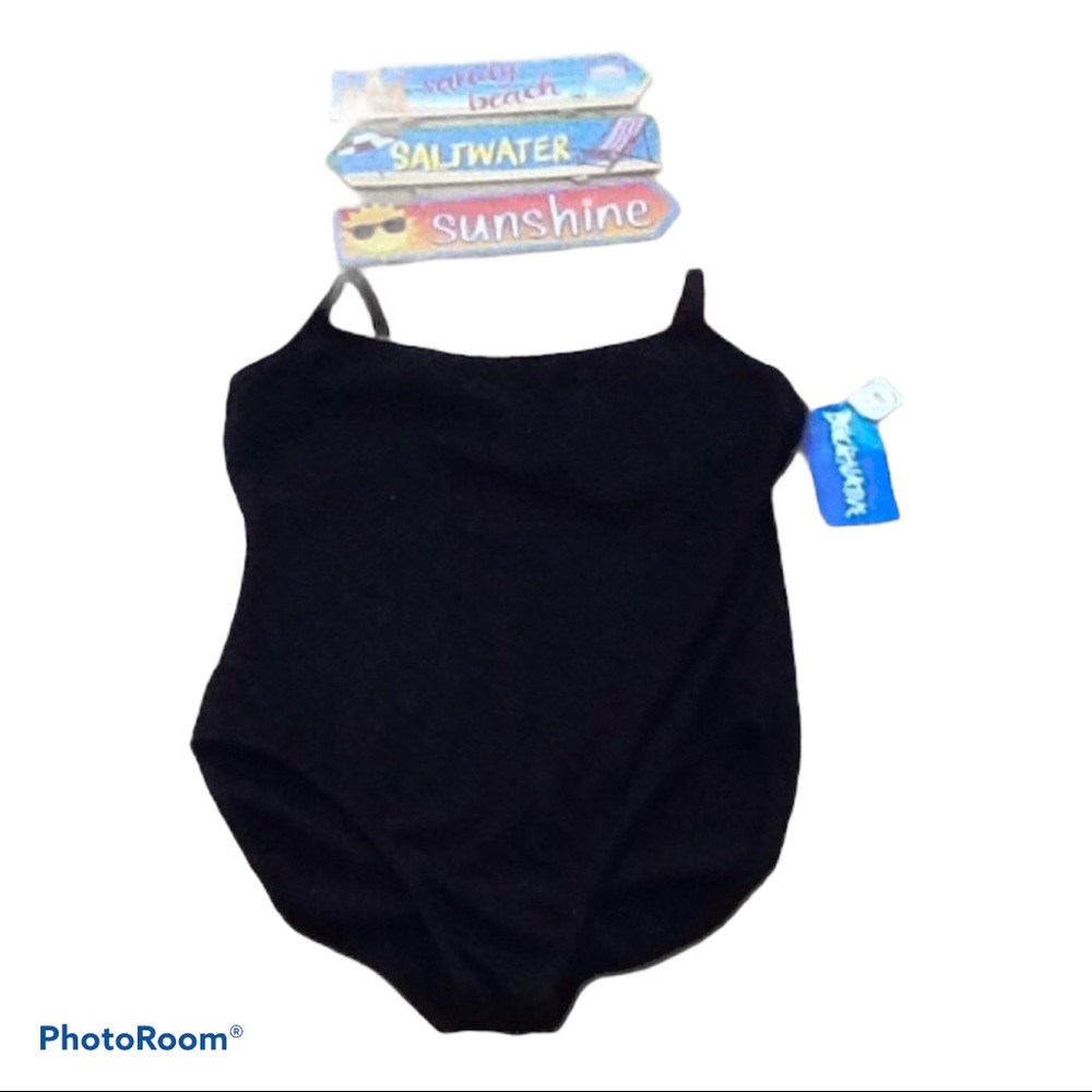 BeachNative Black Stretch Textured One Piece Swimsuit Sz‎ 24W NWT